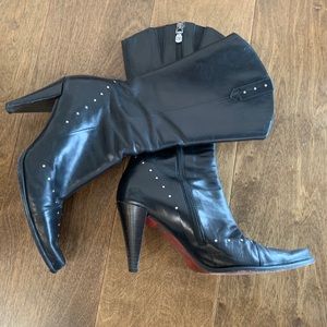 Donald Pliner leather stud calf boots